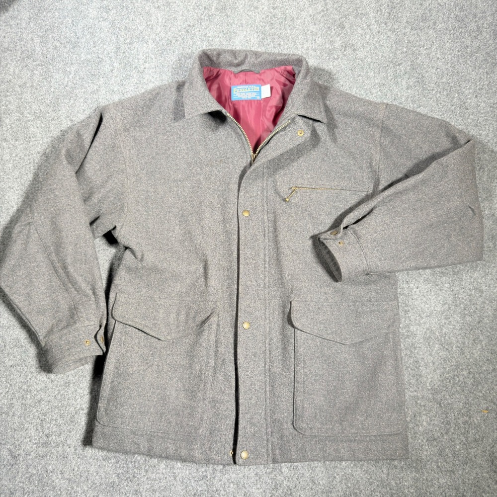 Pendleton Thinsulate 100% Wool Field Jacket Mens Small Gray Made in USA